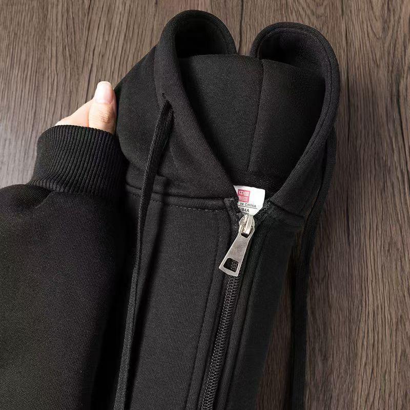 Unisex American Retro Oversize Heavyweight Zip-Up Hoodie with Plus Velvet, Loose Fit, Autumn/Winter Sportswear Cardigan.