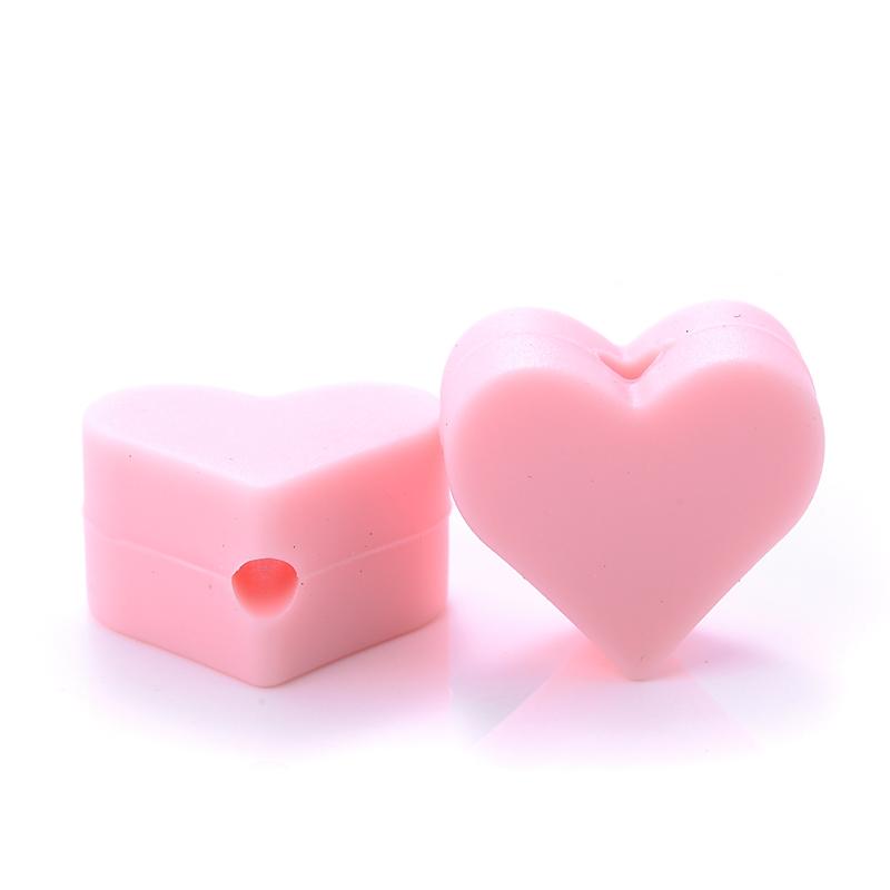 14mm 10Pcs/Lot Heart Shape Silicone Beads Baby Nursing Chewable Teething Beads Pacifier Teether DIY Necklace Accessories
