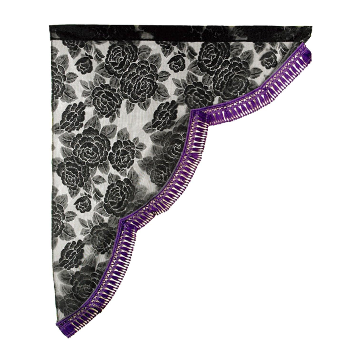 

Miyabi Кружево с розовым узором Боковая часть Маленький широкий x 550 мм Фиолетовые шторы, (длиной 500 мм), Бахрома, MSC-RA-PLS фиолетовый