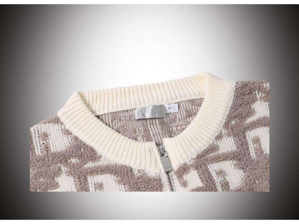 Men's Heavy Jacquard Zipper Cardigan Sweater - Unisex, Autumn/Winter Fashion