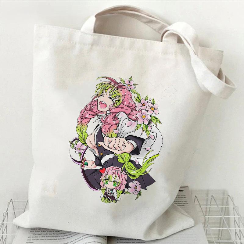 Japan Kanroji Mitsuri Demon Slayer Cartoon Printed Canvas Bag, Student Shoulder Bag/tote Bag for Class 7548