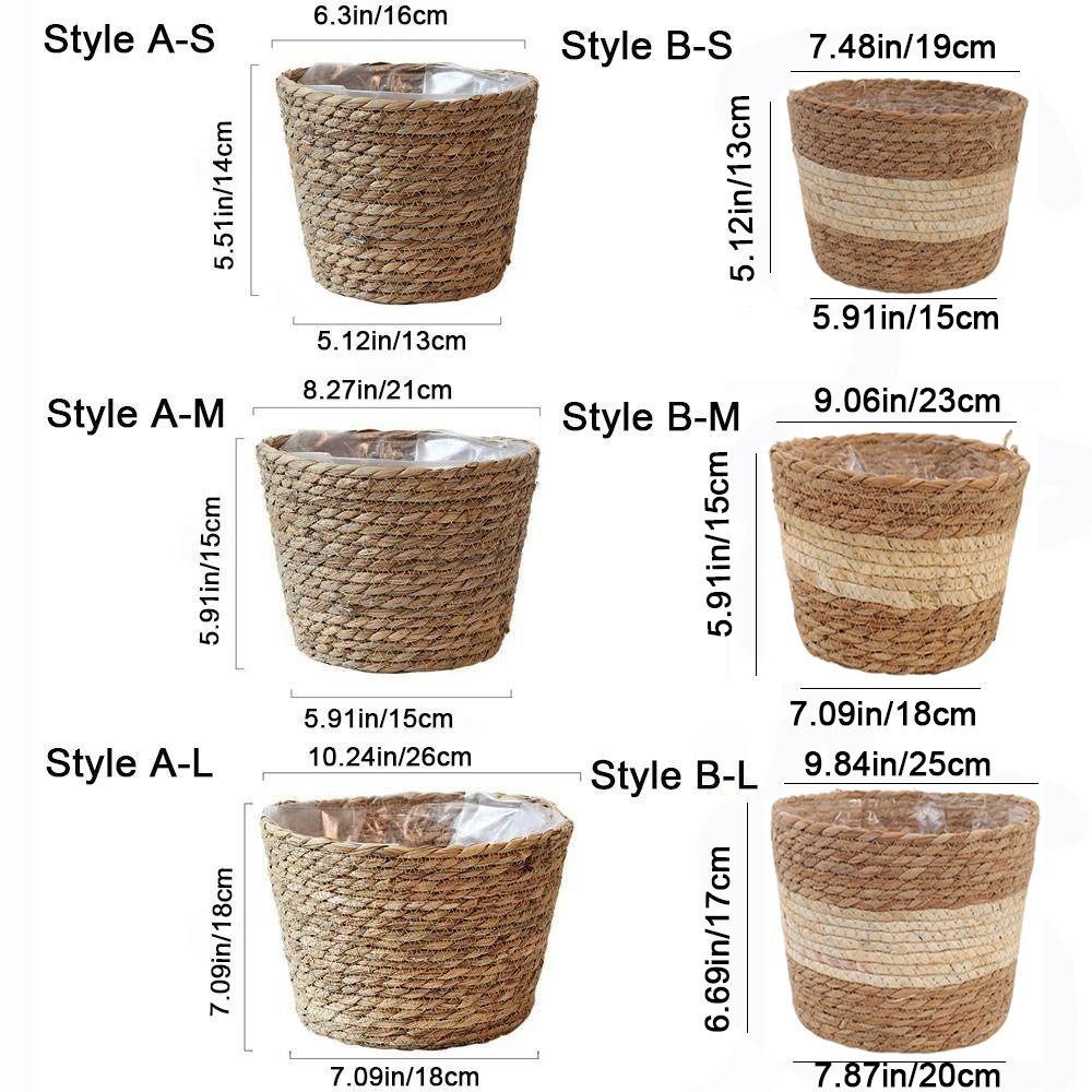 S/M/L Straw Weaving Flower Plant Pot Decorative Flowerpot Storage Baskets Flower Basket  Outdoor