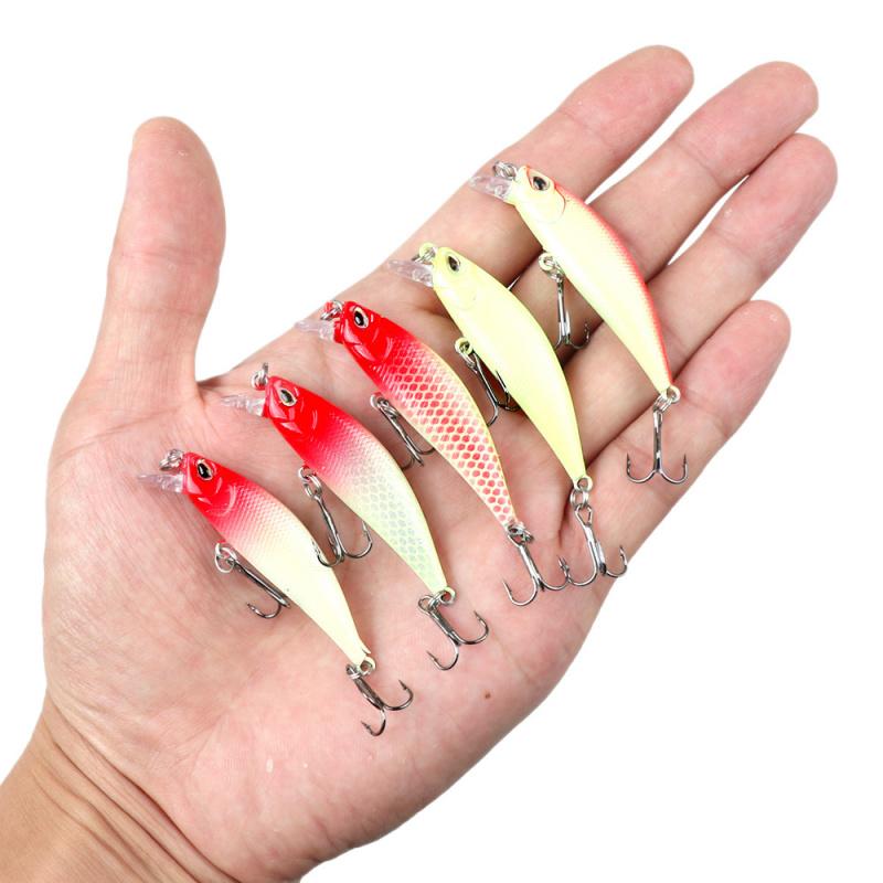 5PCSLuminous Minnow Set5g /6.5g /8g Sinking artificial bait for sea fishing of mackerel and bass