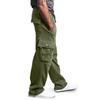 Spring Autumn Men's Casual Sports Pants Solid Color Multi-Pocket Straight Leg Trousers Loose Large Size Men Cargo Pants