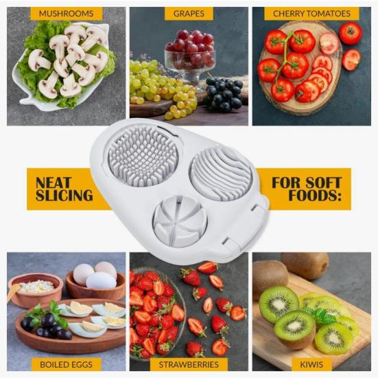 1/2Pcs Egg Cutting Tool Quick Clean Triple-Slice Mode Horizontal/Vertical Food Slicer Perfect Boiled Egg Slices Maker