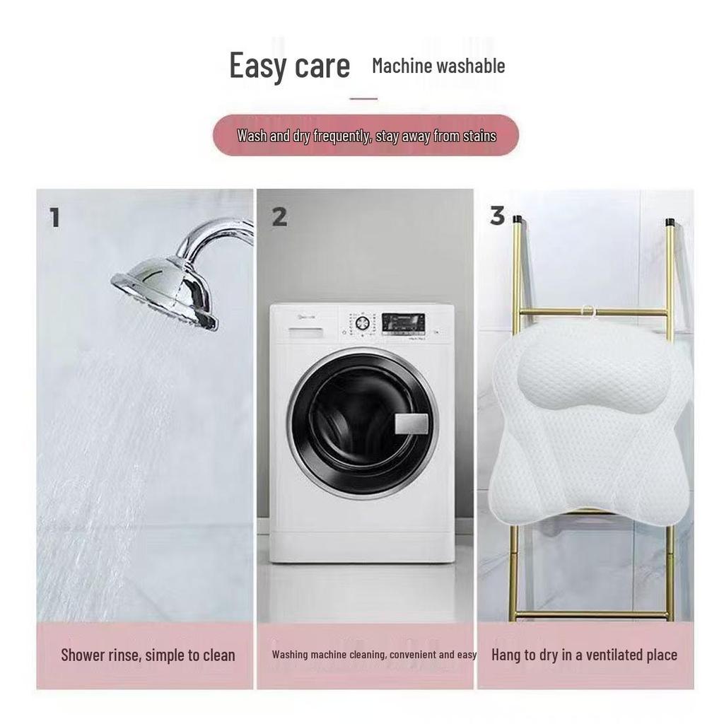 Machine Washable 4D Mesh Bathtub Pillow with Suction Cups