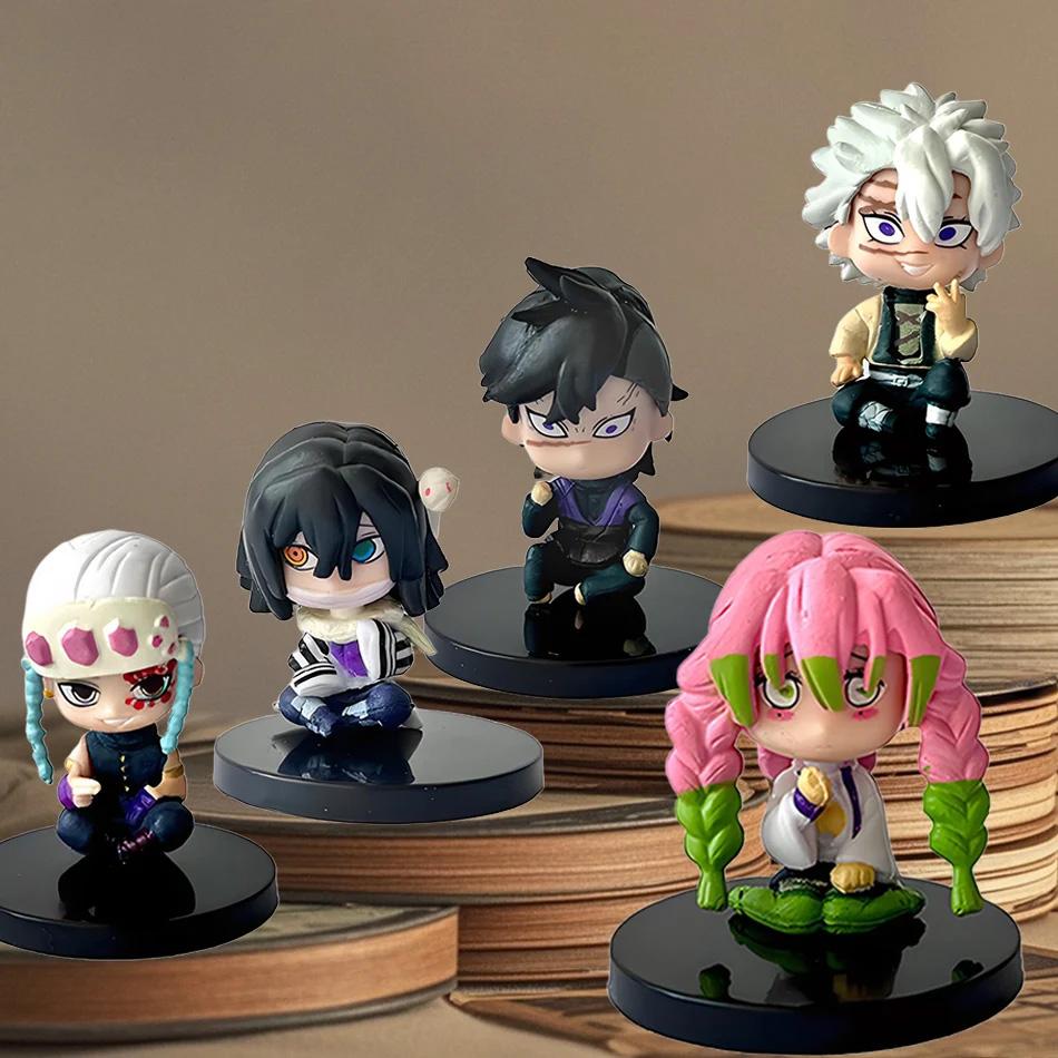 Model Doll Gifts Demon Slayer Figure Toy Anime Kimetsu No Yaiba Q Version Sitting Tanjiro Nidouzi Inosuke Zenizu PVD Figurine