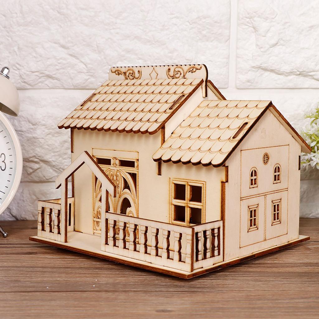 Miniature Villa Money Coin Storage Box Money Bank House Model Home Decor(Triangular Gate)