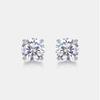 Rhodium Plated S925 Sterling Silver Round Cut 2CT Womens Moissanite Diamond Solitaire Stud Earring