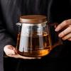 Zuozhixun Yiming Transparent Glass Teapot with Walnut Handle and Filter