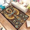 Golden Pharaoh Winged Cross Design Patterned Carpet, Non Slip Mat Suitable for Living Room and Bedroom Sofas