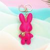 Fashionable Rabbit Keychain Artificial Leather Bunnys Pendant Keyring for Women Handmade Key Chain Bag Accessory
