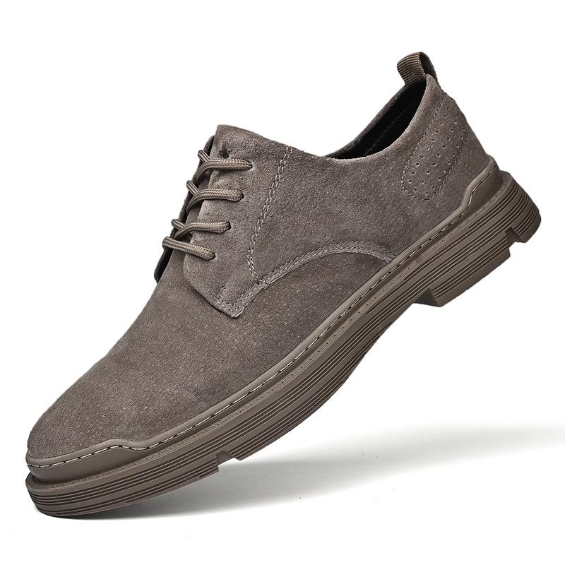 Spring and Autumn New Cowhide Shoes Single Shoes Dress Business Leather Shoes Lace Up Tide Shoes Season Low Top Tooling Shoes Students