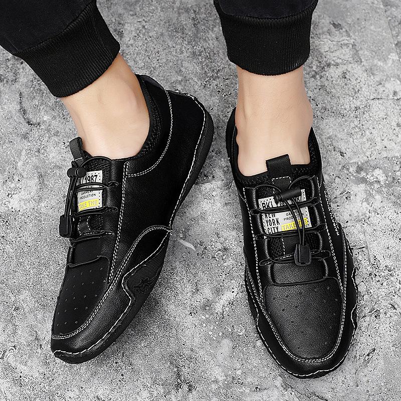 Men's Shoes Spring and Summer Trendy Shoes 2025 New Korean Version Versatile Men's Casual Shoes Large Size White Leather Shoes Doudou Shoes Men