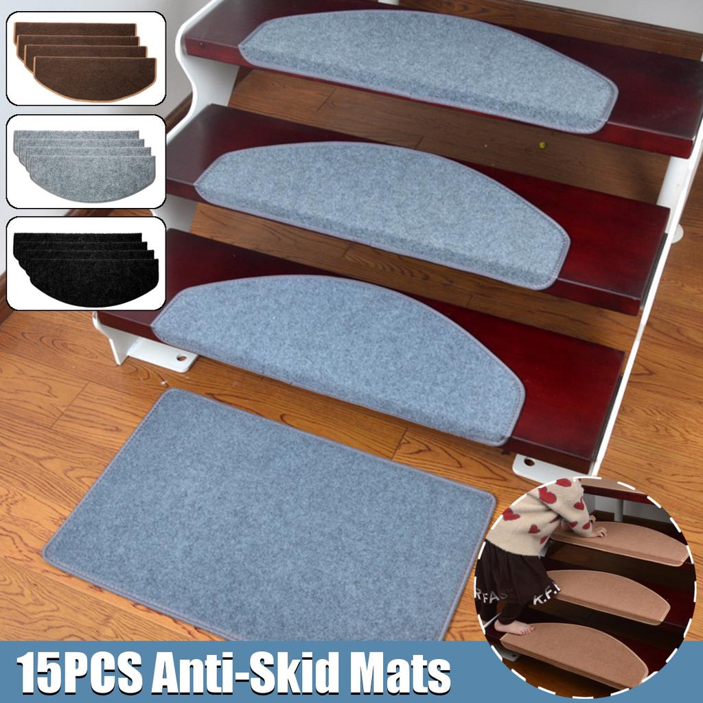 15 Piece Set Sound Dampening,Protection - Light Grey 54x16x4cm GOTOTOP Stair Tread Mats Self-Adhesive Stair Mats Non-slip Durable