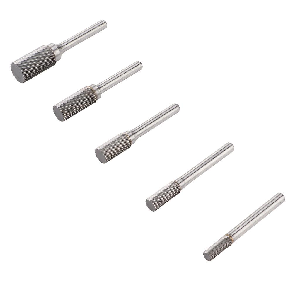 5 Pcs Carbide Burr Set Single Cut Rotary Files with 6mm 0.24in Shank for Engraving Polishing Drilling