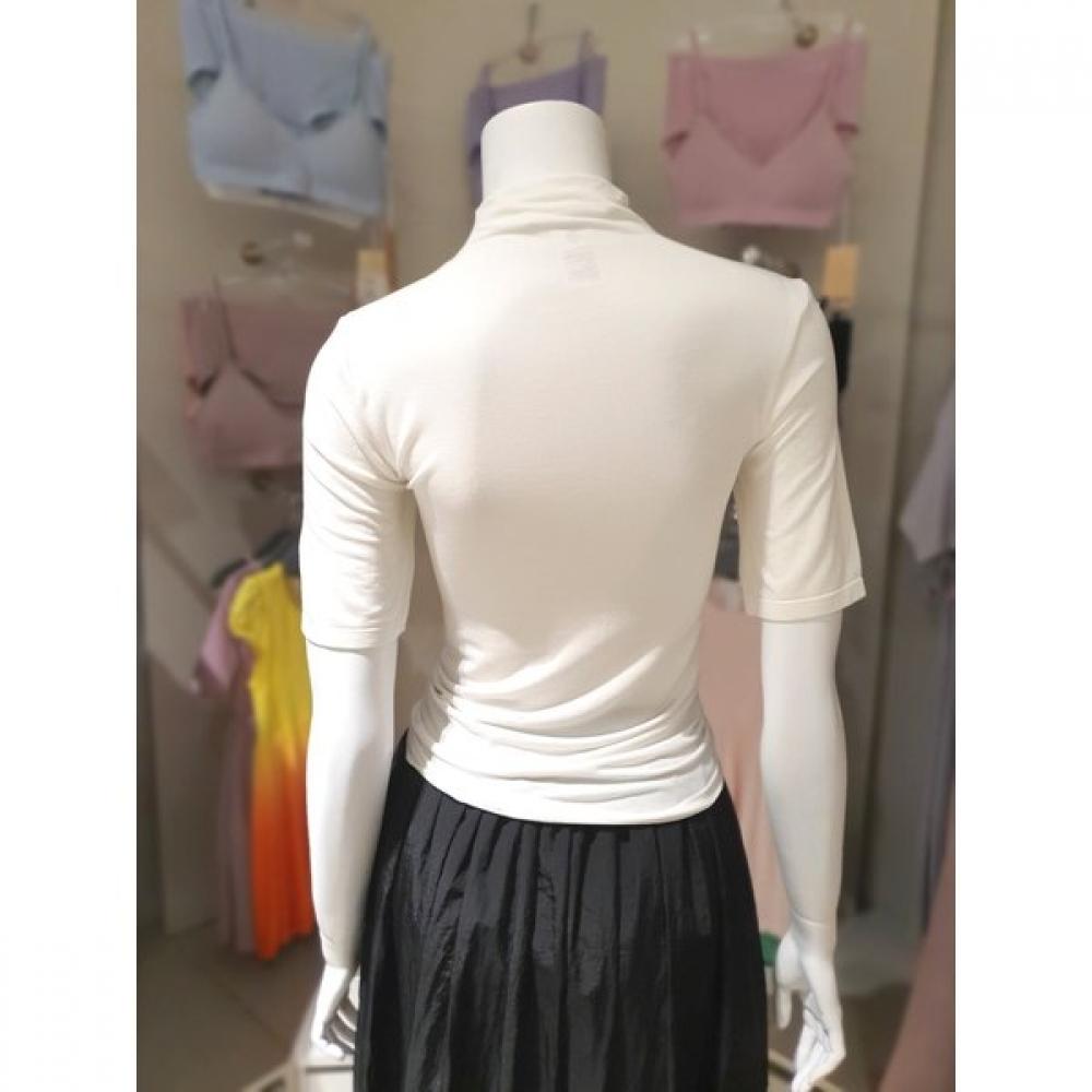 2nd Skin Modal 5 Sleeve Mock Neck Short Sleeve Top 2 Colors Newst3100