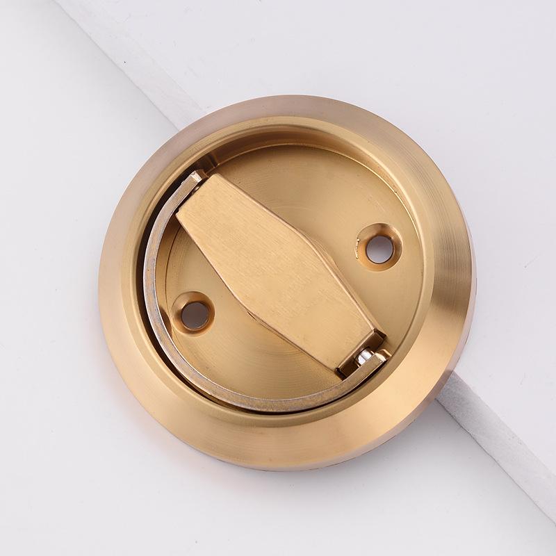 Stainless Steel Invisible Door Lock with Pull Ring, Single/Double-Sided Mounted Round Handle.