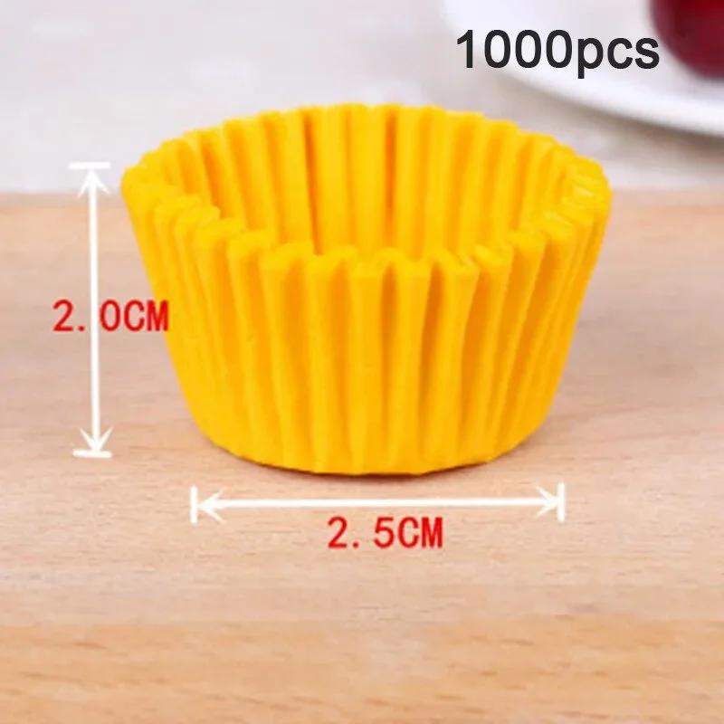 1000Pcs Mini Size Chocalate Paper Liners Baking Muffin Cake Cups Forms Cupcake Cases Solid Color Party Tray Mold