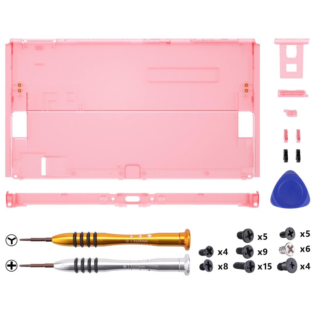 eXtremeRate Switch Compatible with OLED Soft Touch Console Back Plate DIY Replacement Housing Shell Clear Material Switch Shell Switch Stand Not