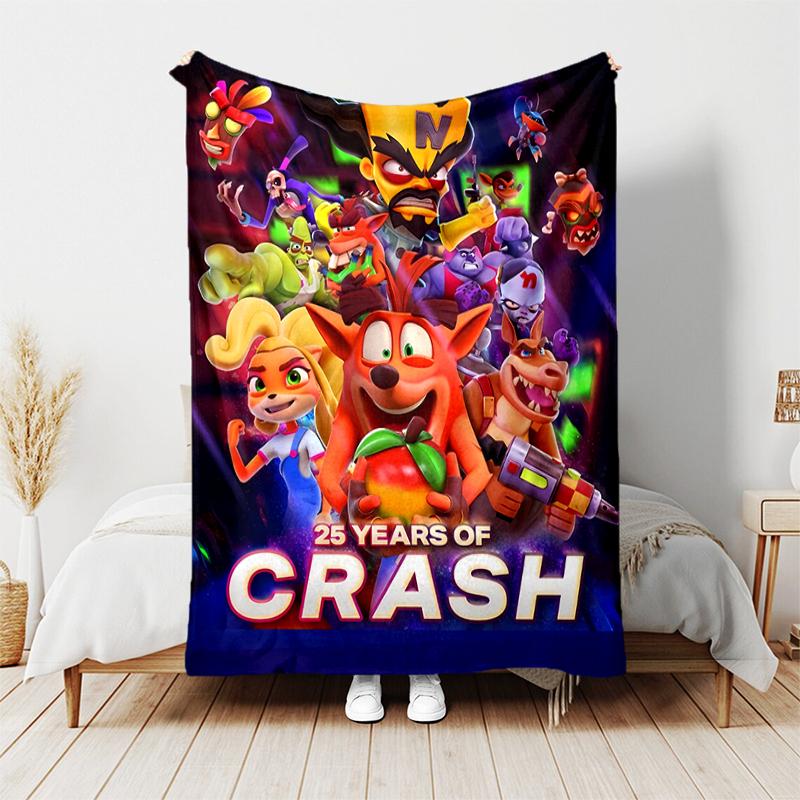 1pc Blanket Crash Bandicoot Print Design, Lightweight Blanket for Sofa, Bed- Soft &Warm, Gift for All Seasons like Christmas, Halloween
