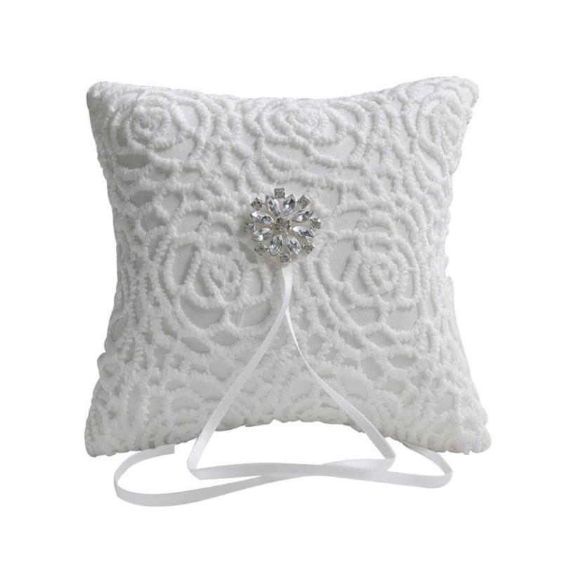 

Handmade Wedding Rings Pillow Romantics Embellished Pillow Delicate Pillow for Wedding Ceremonies 1 белый