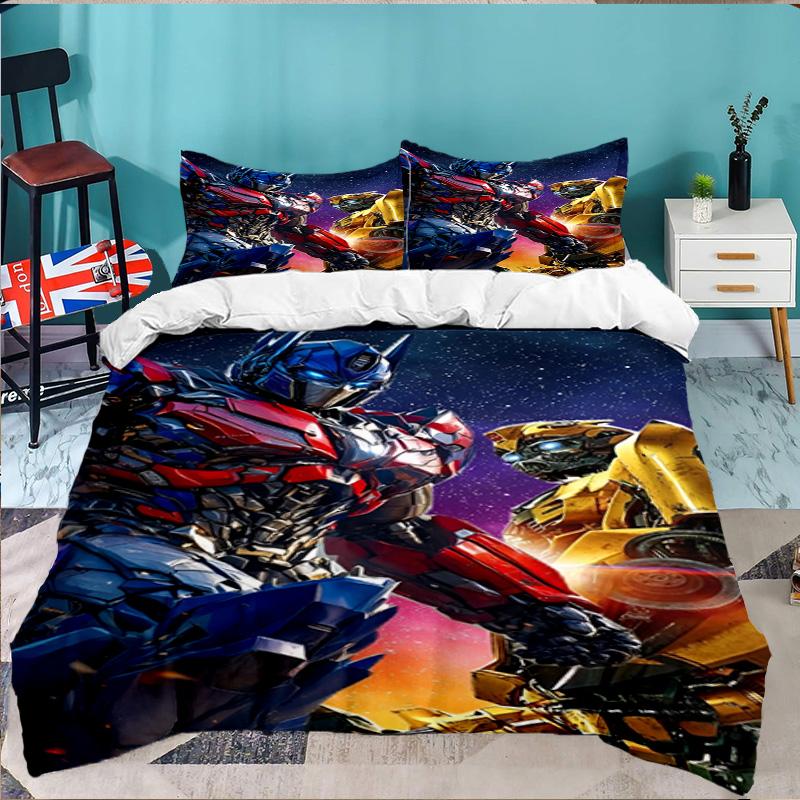 Car robots Battle 3PCS Bedding set,Ideal for 1pc Duvet Cover And 2pcs Pillowcases Perfect for Fan gift,Ideal for Bedroom, Dormitory