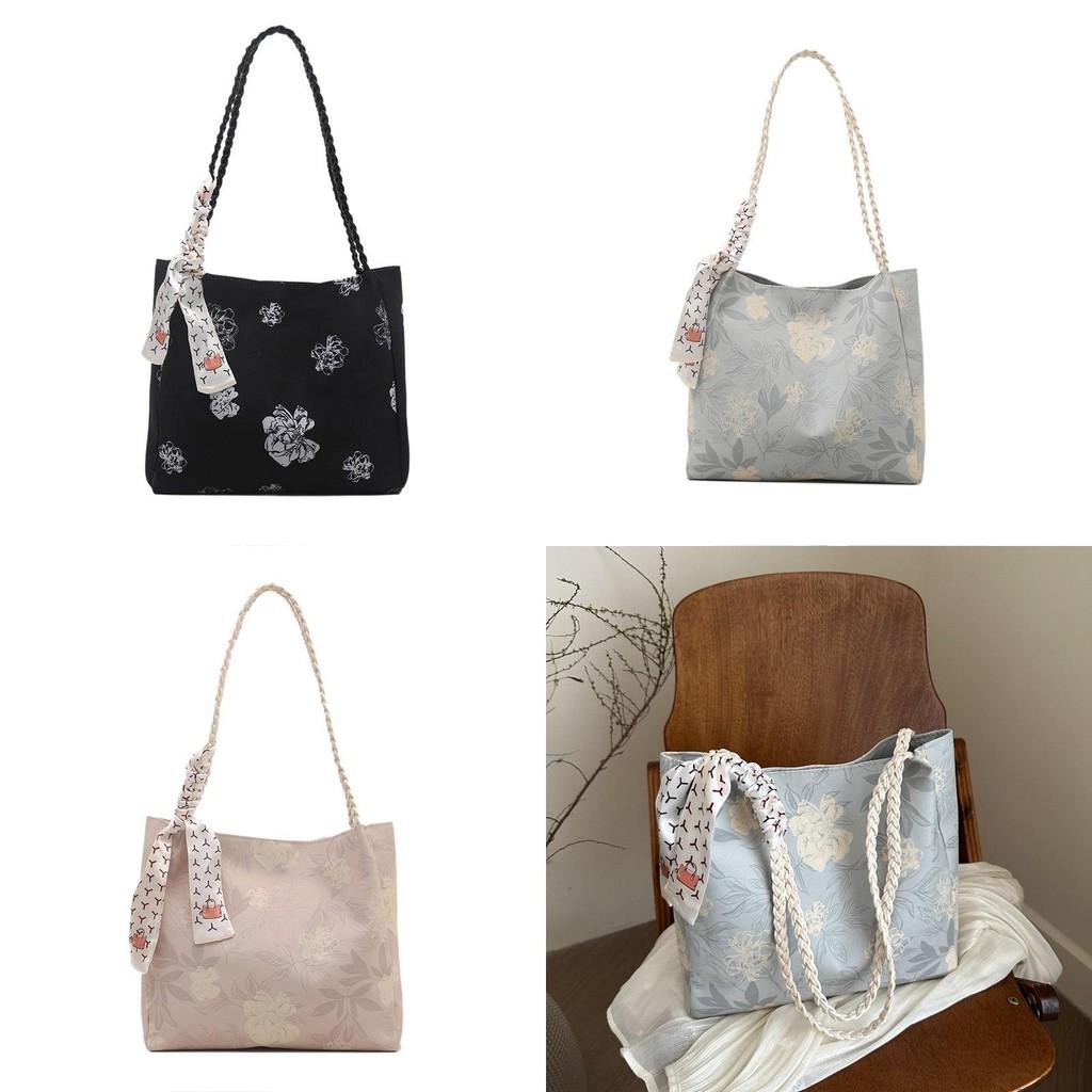 Embroidery Scarf Silk Flower Floral Nylon Bag Magnetic Closure Daily Women Use