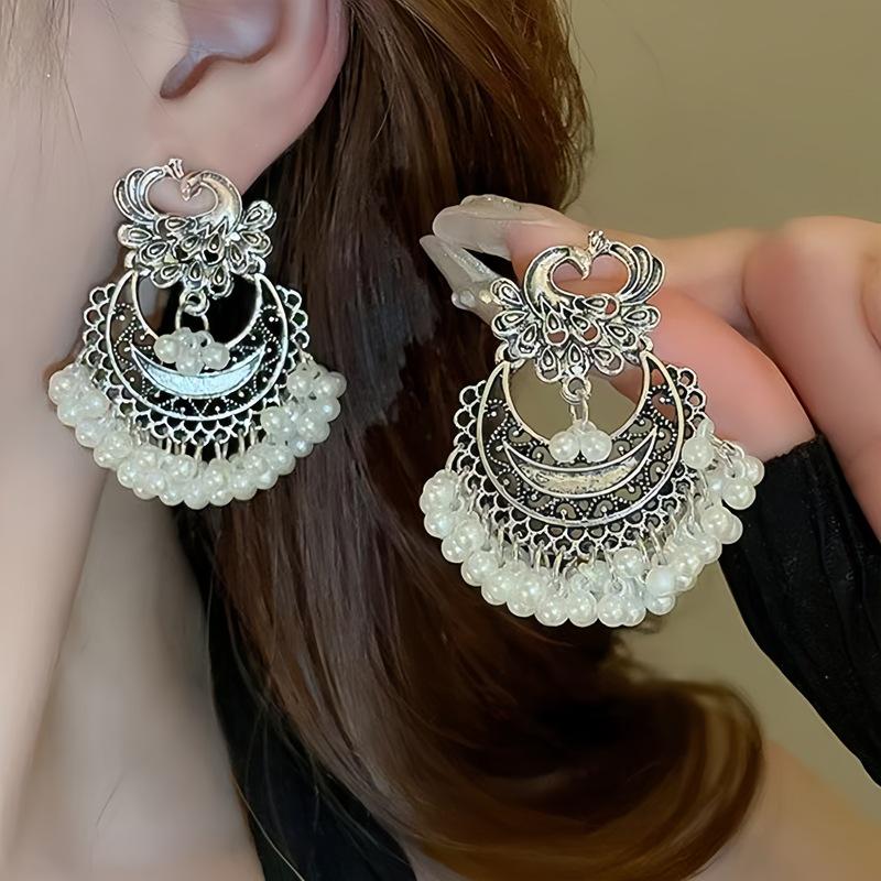 Bohemian Ethnic Tassel Bell Pendant Stud Earrings - Retro, Nostalgic, Elegant Style