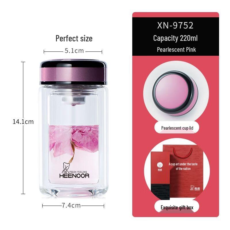 Xinuo Double-Wall Heat-Resistant Glass Bottle with Lid