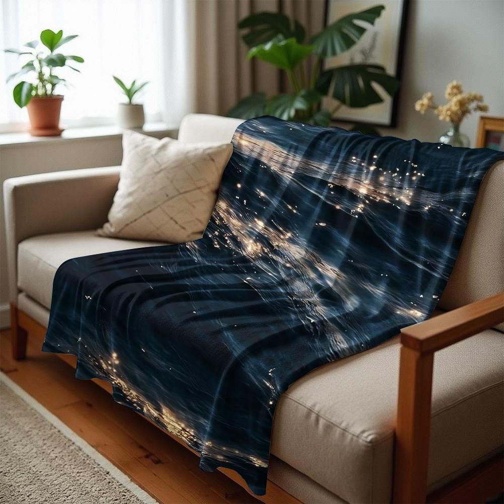 Sun Glitter Deep Sea Soft Flannel Blanket Breathable Warm Throw for Office Car Sofa Kids Room Birthday Xmas Gift