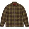 Studded Shadow Plaid Zip Up Shirt Olive