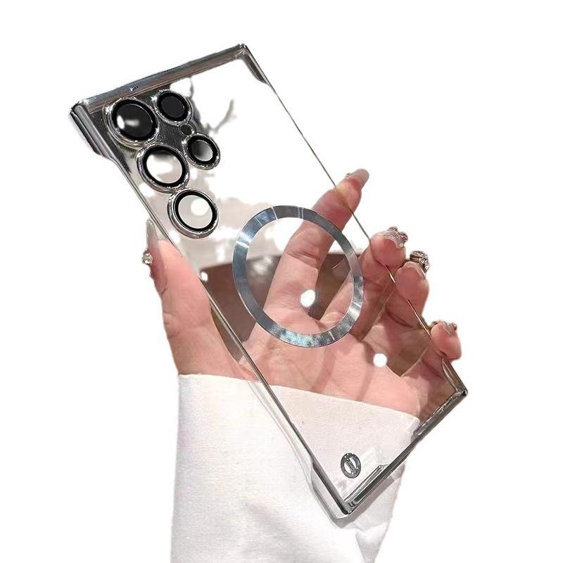 Transparent Ultra-thin Electroplated Magnetic Suction Suitable for Samsung S25Ultra Phone Cases, S23 Borderless Hard Cases, and S24 Lens Cases