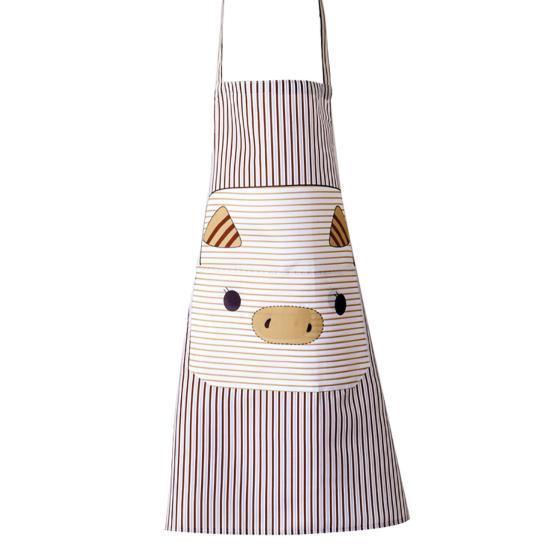 Kitchen Apron with Soft Strap Pig Pattern Polyester Easy to Clean Cooking Bib for Baking