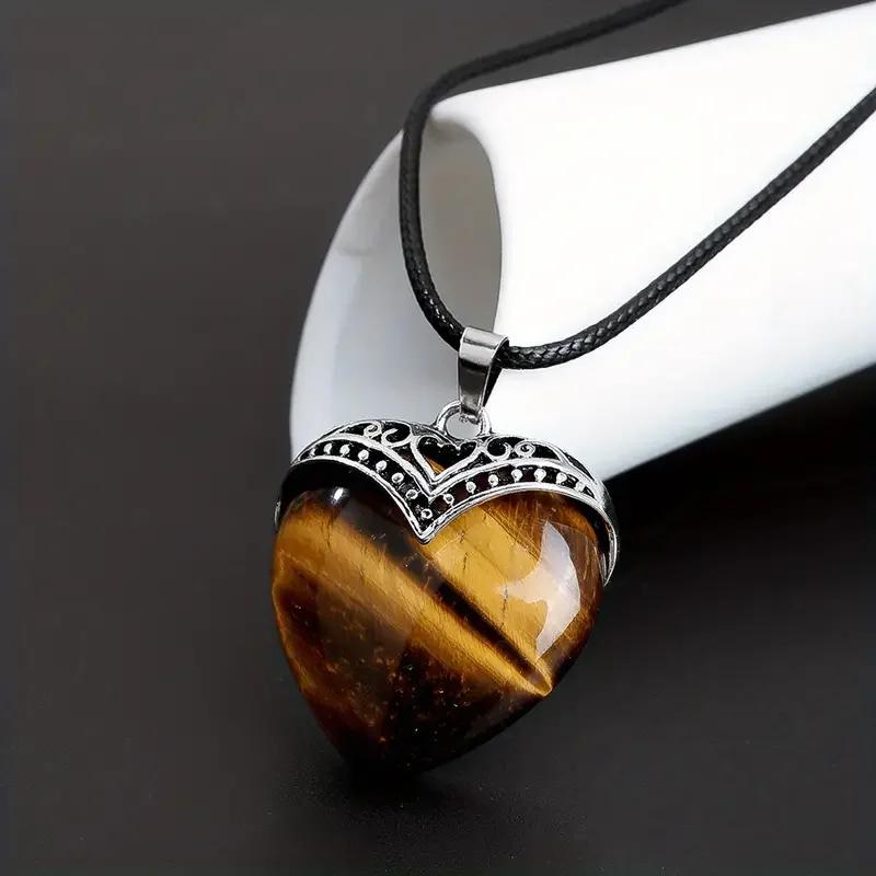 Heart Crystals Natural Stone Necklaces Pendants Women Amethysts Crystal Healing Necklace Heart Necklace Natural Stone pendant