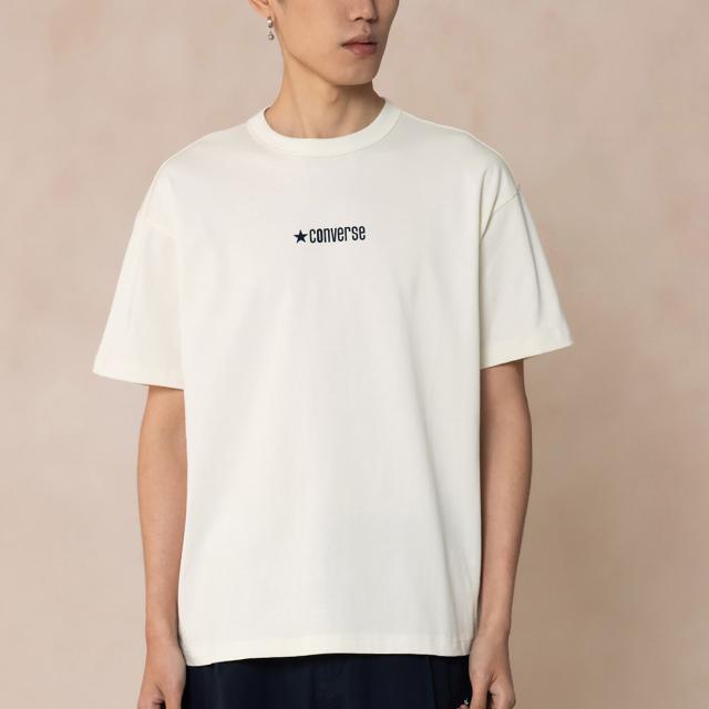 Converse T Shirts Men's White Crew Neck Moderate Straight Fit MCH600-W2Y