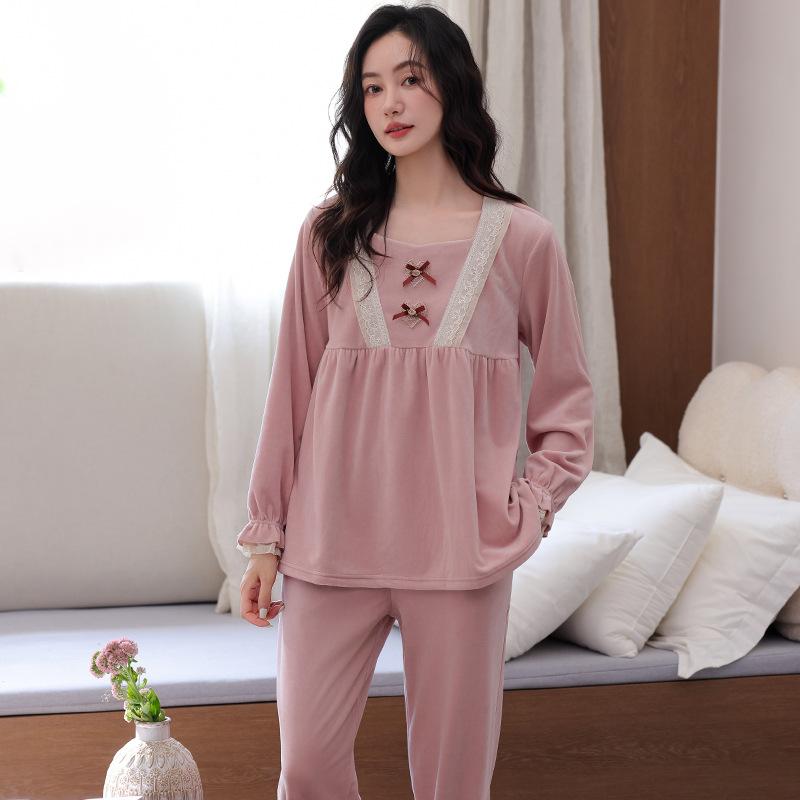 Island Fleece Pajamas Women'S Thin Fleece Autumn And Winter Thickened Fleece Princess Wind Coral Fleece Warm Loungewear