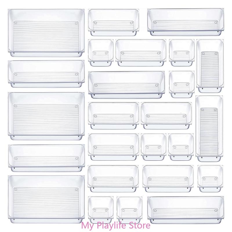 Delicate Bathroom Vanities Tray Organizers Functional Clear Organization Drawers Versatile Storage Solution for Home Use