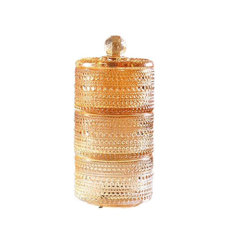 European Creative Luxury Crystal Glass Candy Jar with Lid Dried Fruit Jar Jewelry Storage Box Home Decoration Storage Jar