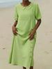 2026 Spring/Summer Elegant Lapel Short Sleeve Solid Color Women's Dress