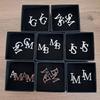 Atoztide Custom Initials Letter Necklace Brooch Cufflink Jewelry Set Personalized Stainless Steel for Women Men Birthday Gifts