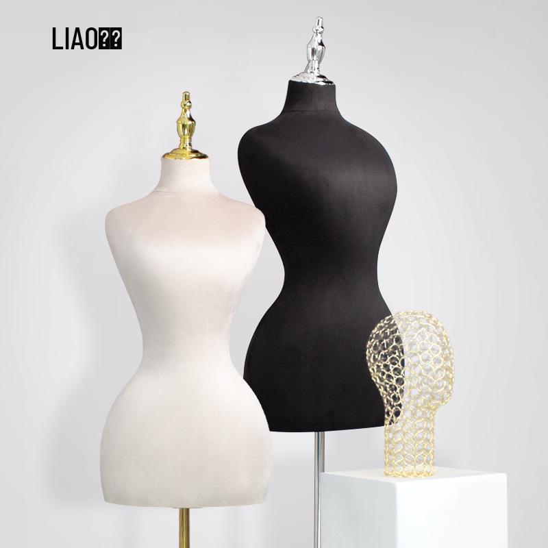Plus Size Fabric Half-Body Mannequin with Pinned Design for Women's Clothing Display