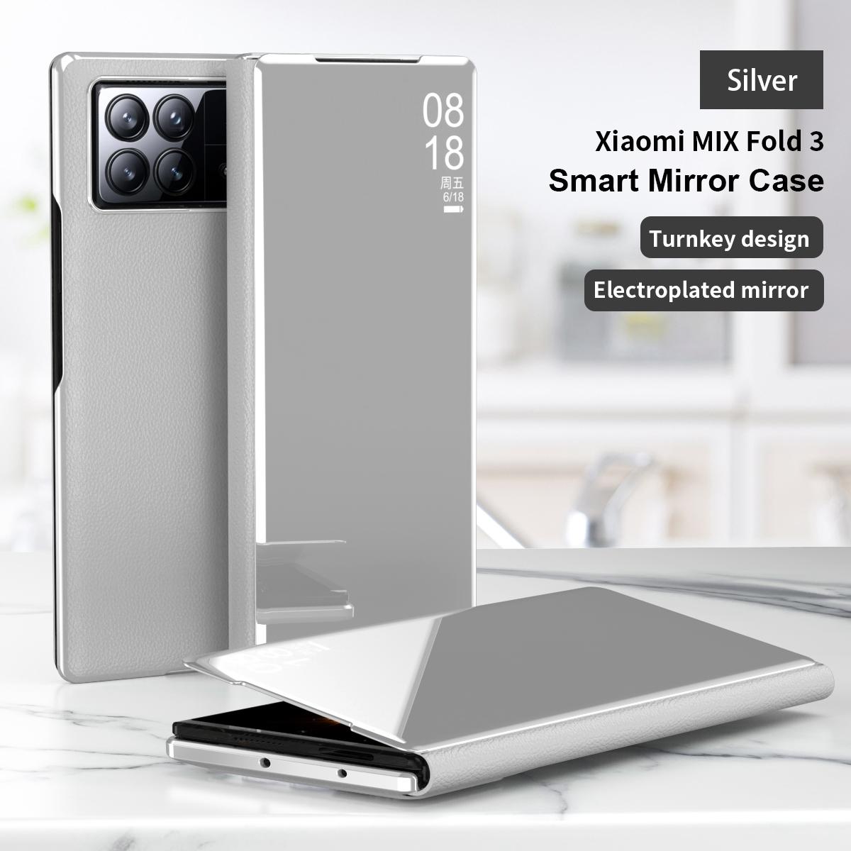 

For Xiaomi MIX Fold 3 Case Smart Plating Mirror Clear Window View Flip Phone Cover For MIX Fold 3 Leather Cases Stand For MIX Fold 3