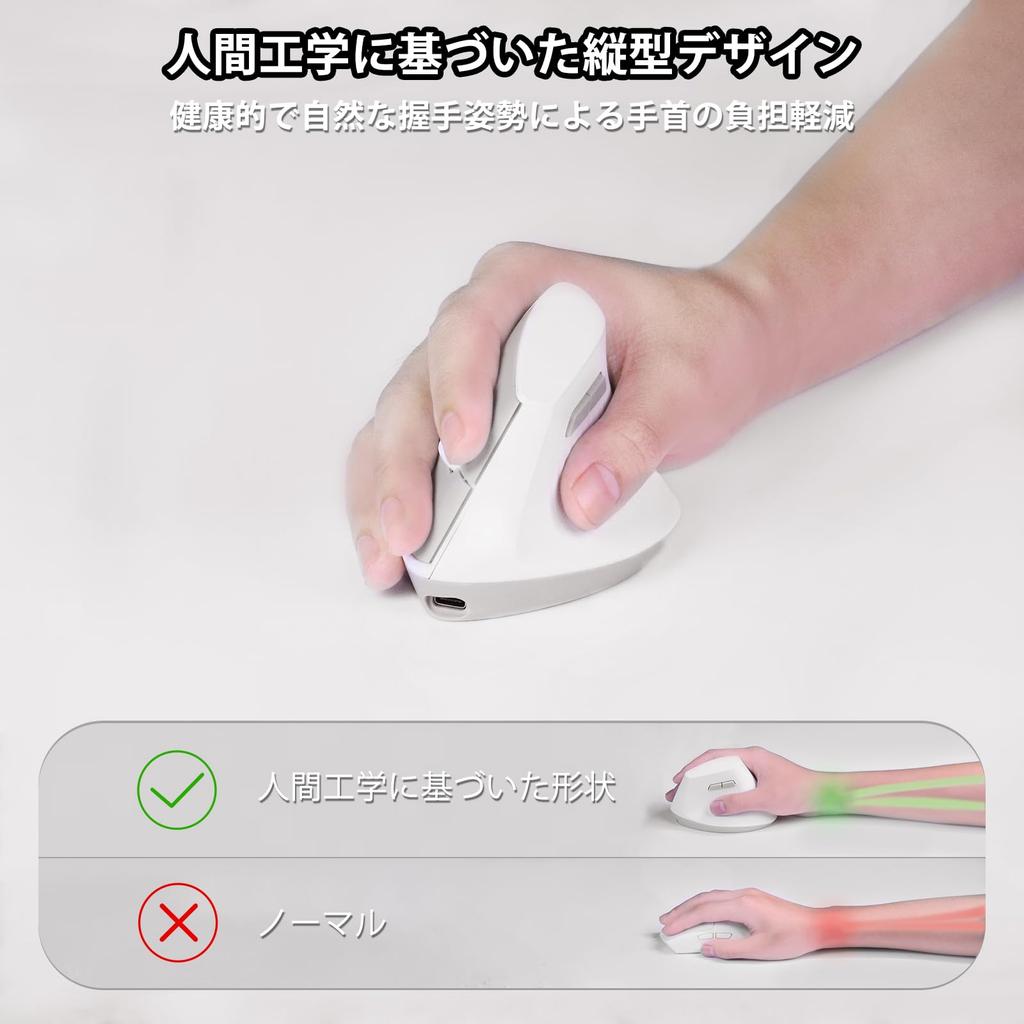I300 Wireless Dual Switches Between Multiple Ergonomic Vertical Reduces Wrist Quiet DPI Lightweight 400mAh Long Battery Compatible with Office Windows