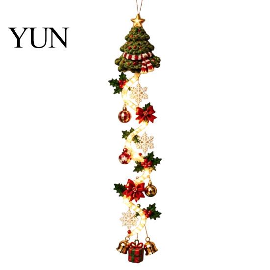 Lighted Holiday Door Hanger Glowing Christmas Hanger, Crochet Spiral Ornament with LED Lights, Snowman Santa Reindeer Winter Wonderland Window