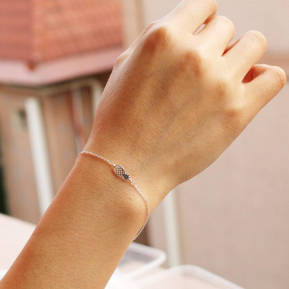 Trustdavis 925 Solid Sterling Silver Fashion Women Drawing Fruit Pineapple Bracelet 16cm For Teen Girls Lady Gift Jewelry Da50