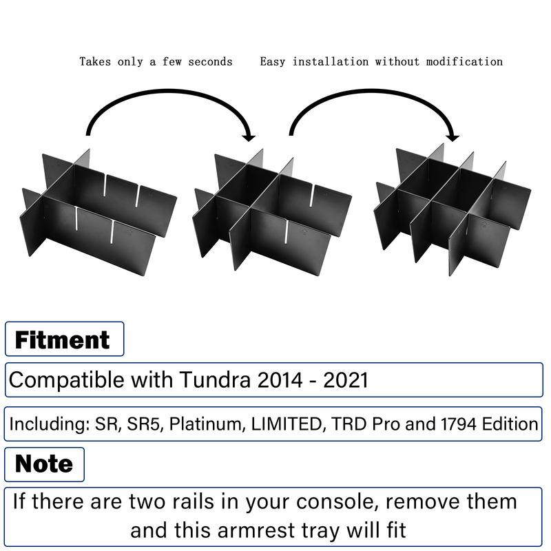 Center Console Organizer Dividers Compatible with Toyota Tundra 2014- Accessories, ert Tray Secondary Storage Box
