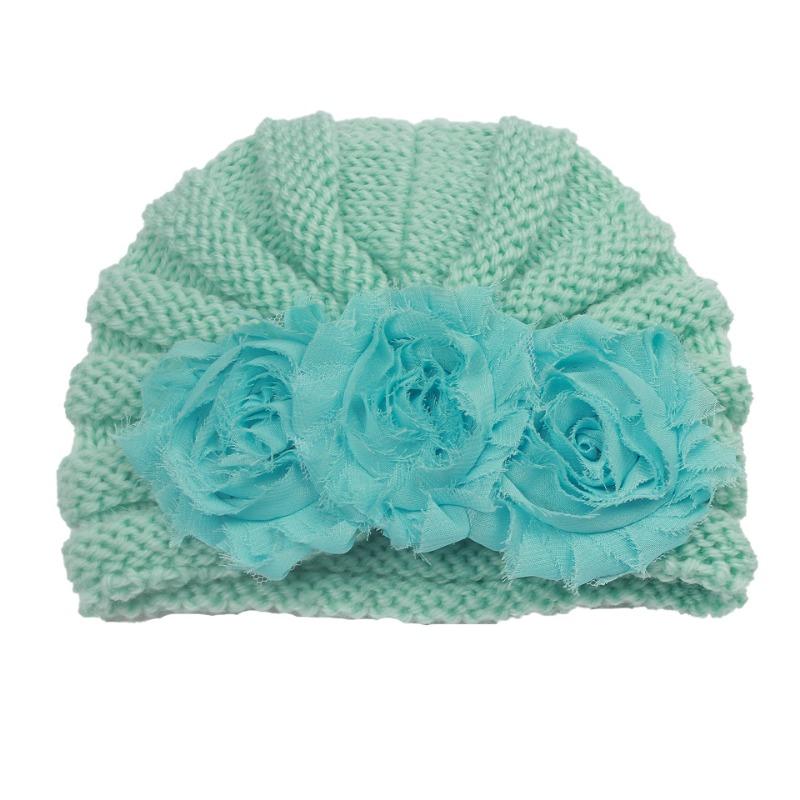 Winter new baby headgear children's flower knitted pullover cute warm baby hat