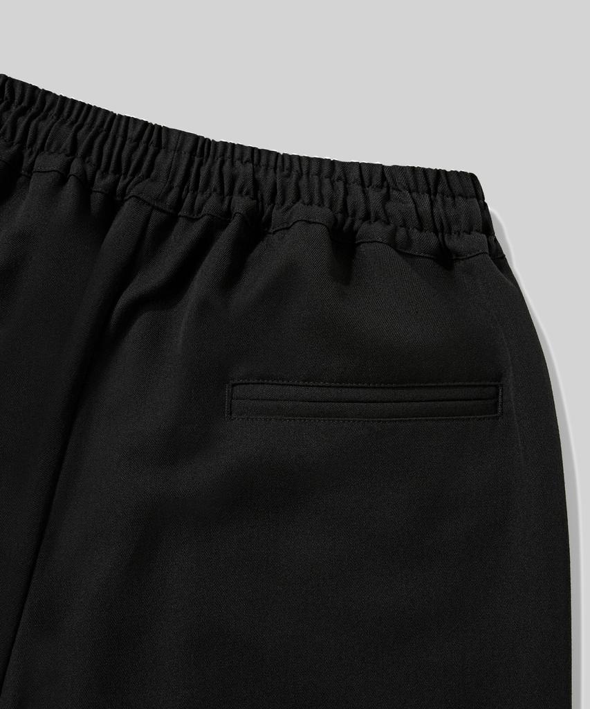 Beodeonteu Relaxed Out-Pocket Elastic Waist Slacks [Black]