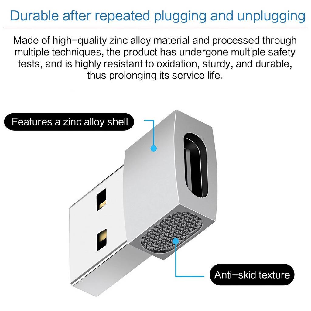 USB Type C Adapter 6A USB 2.0 Type A Male To Type C Female Converter for Charging and Data Transfer